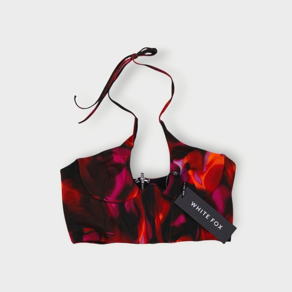 White Fox Fantasy World Bustier Pink Flame Halter Top Womens Size Large - Picture 2 of 7